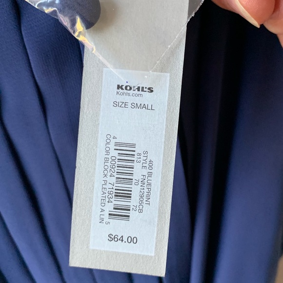 NWT Apt. 9 Kohl’s Blue Colorblock Fit and Flare A-line Tank Dress size Small S - Picture 2 of 5